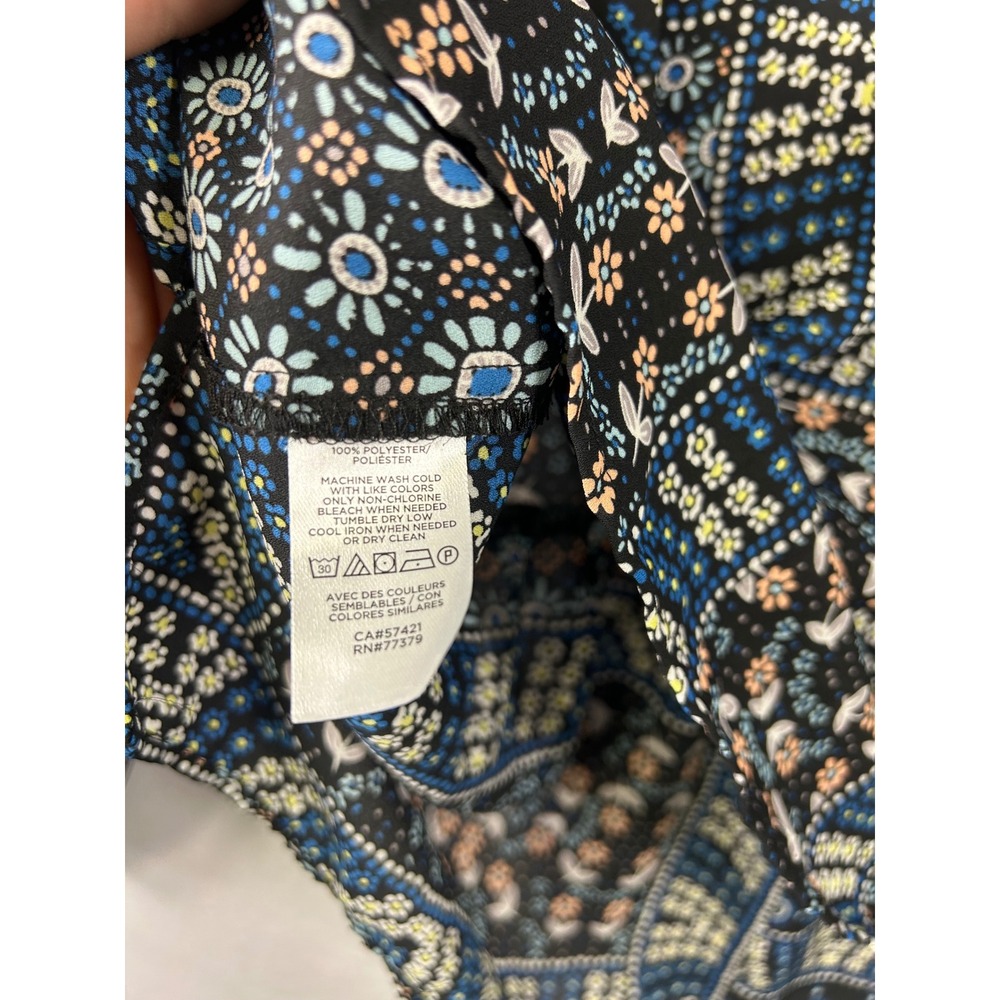 Loft Petite Patchwork Floral Print Button Neck Bl… - image 6